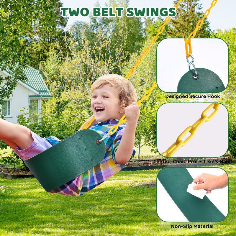 Klo Kick 660lbs Heavy Duty Swing Set With 1 Platform Swing, 2 Belt